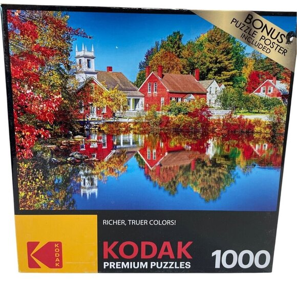 Kodak Premium 1000-Piece Puzzle Autumn in Harrisville New Hampshire VIVID - Picture 1 of 3